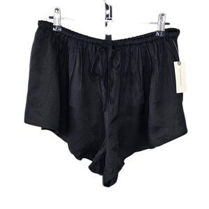 Anthropologie Maeve Silky Chemisette Shorts Size XS Black Tie Waist Pull On NWT